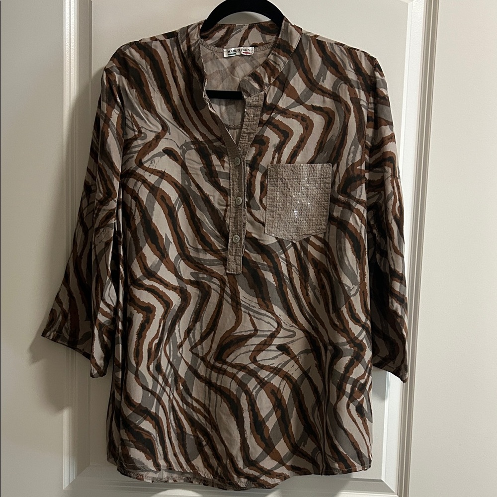 Chic Brown and Tan Women's Blouse
